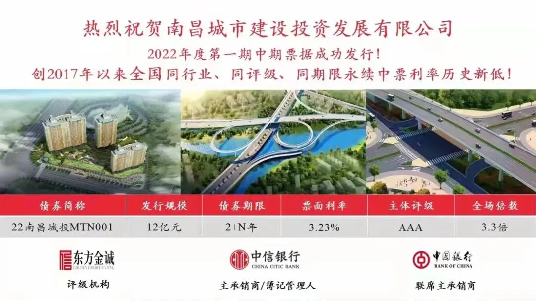 2022首戰(zhàn)告捷！南昌城投集團(tuán)成功發(fā)行12億元中期票據(jù)